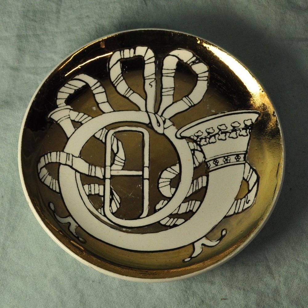 french horn vintage Musicalia formasetti-milano plates gold coaster (w1177)